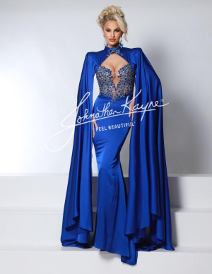 Johnathan Kayne 2957 Regal Gown with Cape Sleeves