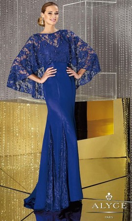 Alyce Jean De Lys 29633 V Neck Chiffon Lace Mermaid Dress
