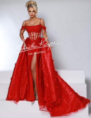 Johnathan Kayne 2965 3D Embroidered Lycra Gown
