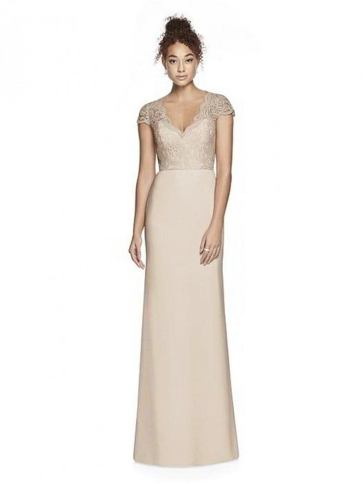 Dessy Collection 3023 Short Sleeve Lace Bridesmaid Dress French Novelty Dessy Collection 3023 Short Sleeve Lace Bridesmaid Dress