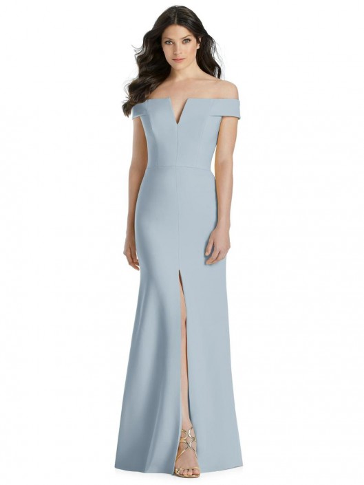 off the shoulder crepe gown dessy collection