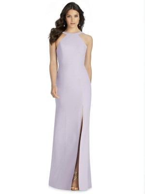 Size 14 Mist Dessy Collection 3039 Open Back Bridesmaid Gown