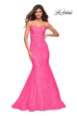 La Femme 30605 Stretch Lace Mermaid Prom Dress
