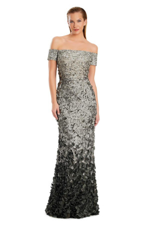 Alexander by Daymor 3063 Off Shoulder 3D Ombre Gown