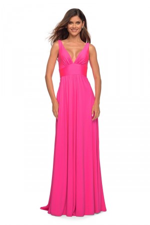 La Femme 30669 Deep V Neck Prom Dress