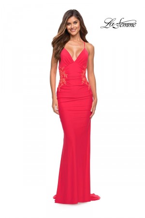 La Femme 30695 Floral Waist Prom Dress