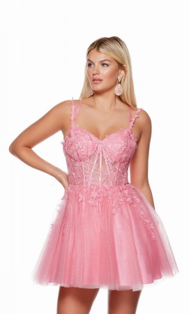 Size 6 Cerise Alyce Paris 3121 Short Lace Corset Party Dress