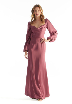 Morilee 31221 Draped Cowl Long Sleeve Bridesmaid Dress