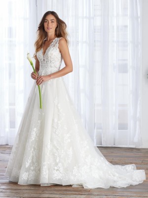 Adrianna Papell Platinum 31229 Removable Sleeves Bridal Gown