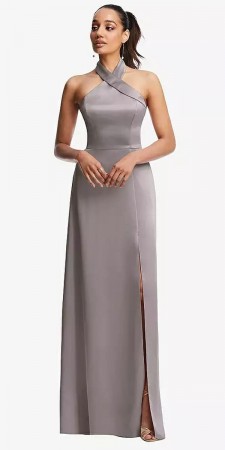 Dessy Collection 3123 Shawl Collar Halter Bridesmaid Dress