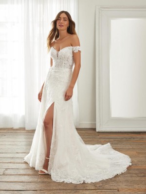 Adrianna Papell Platinum 31230 Off Shoulder Wedding Gown
