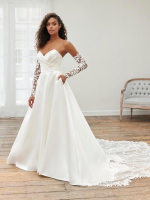 Adrianna Papell Platinum 31254 Mikado Lace Wedding Gown