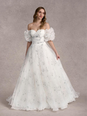 Adrianna Papell Platinum 31255P Print Organza Bridal Gown