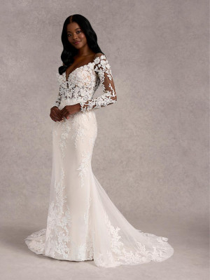 Adrianna Papell Platinum 31260 Sheer Lace Wedding Gown