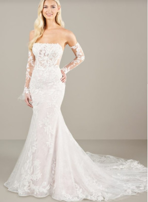 Adrianna Papell Platinum 31272 Sheer Lace Wedding Gown