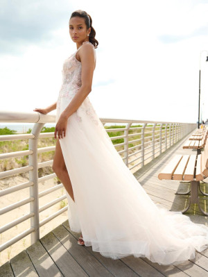 Adrianna Papell Platinum 31275 Lace Pastel Wedding Gown
