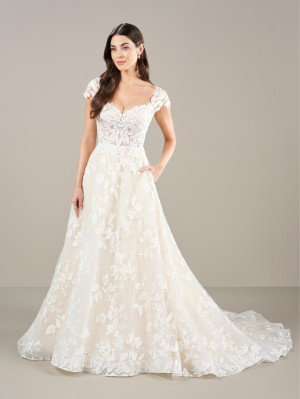 Adrianna Papell Platinum 31282 Cap Sleeve Wedding Gown