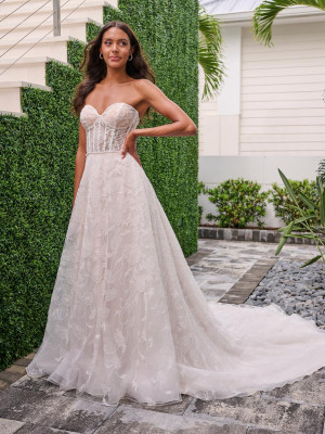 Adrianna Papell Platinum 31317 Beaded Lace Bridal Gown