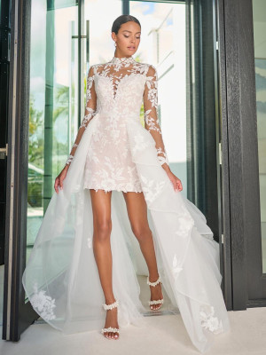 Adrianna Papell Platinum 31319 High Low Wedding Gown