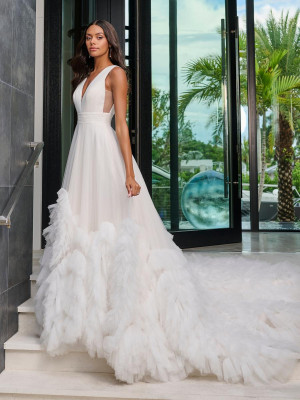 Adrianna Papell Platinum 31322 Ruffle Tulle Bridal Gown