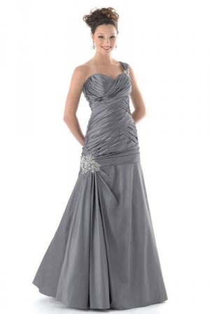 Mystique One Shoulder Dropped Waist Prom Dress 3136