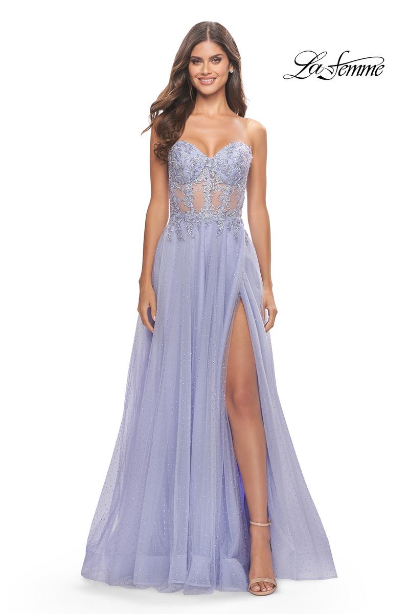 La Femme 31367 Sheer Lace Corset Prom Dress