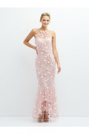 Dessy Collection 3137 Maya 3D Sequin High Low Gown