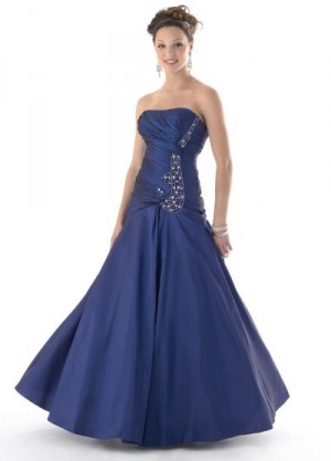 Mystique Beaded Iridescent Taffeta Prom Dress 3140