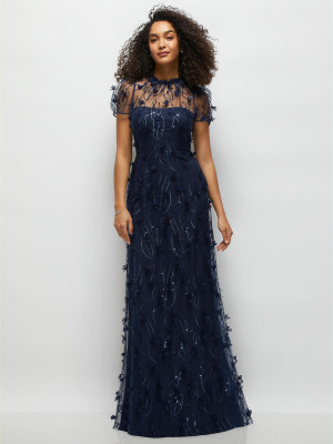 Dessy Collection 3145 Beautiful Floral 3D Bridesmaid Dress