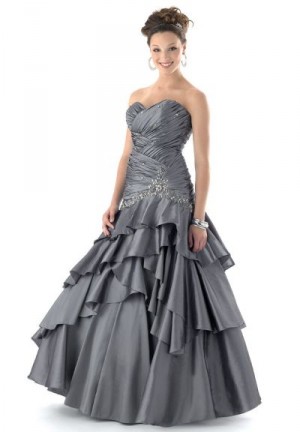 Mystique Ruched and Tiered Prom Dress 3147