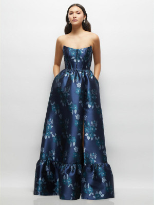 Dessy Collection 3152BRD Midnight Print Ruffle Gown