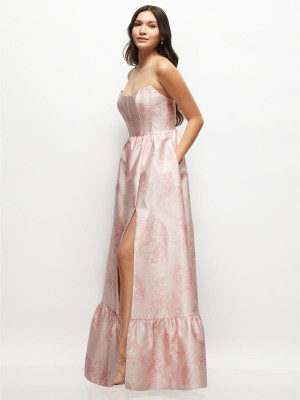 Dessy Collection 3152FP Floral Print Ruffle Gown