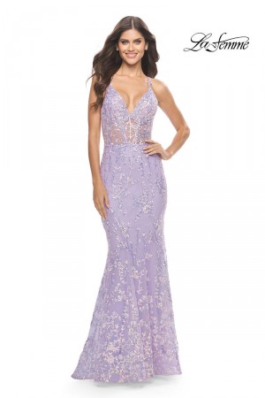 La Femme 31596 Sequin Lace A-Line Prom Dress