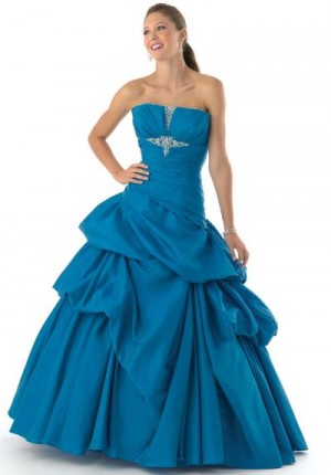 Mystique Beaded Notched Neck Ball Gown Prom Dress 3165