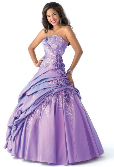 Mystique Ball Gown Prom Dress with Flowers 3166: French Novelty