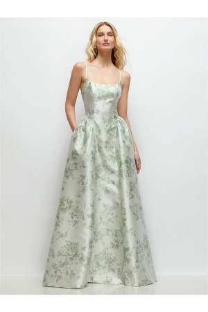 Dessy Collection 3169FP Satin Floral Print Bridesmaid Dress