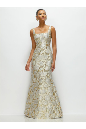 Dessy Collection 3174GLB Gold Brocade Bridesmaid Gown