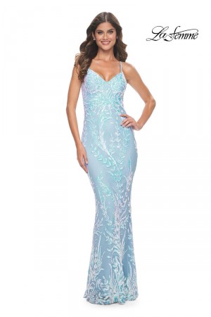 La Femme 31944 Ideal Print Sequin Prom Dress