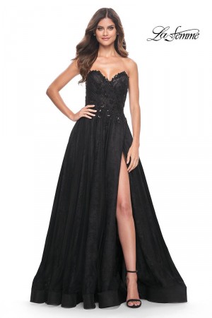 La Femme 31954 Beaded Lace Tulle Prom Dress