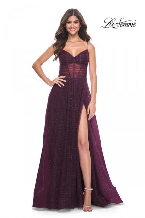 La Femme 31970 Hot Stone Sheer Corset Prom Dress