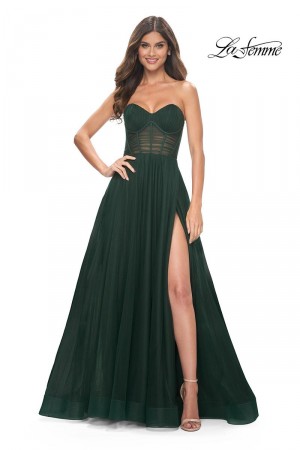 La Femme 31971 Sheer Corset A-Line Prom Dress