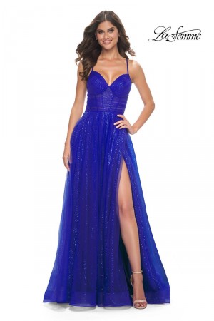 La Femme 31986 Sequin Tulle A-Line Prom Dress
