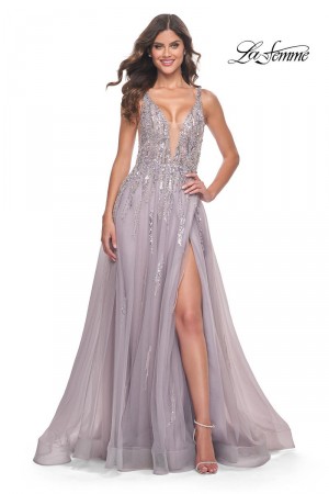 La Femme 31995 Sequin Tulle Prom Dress