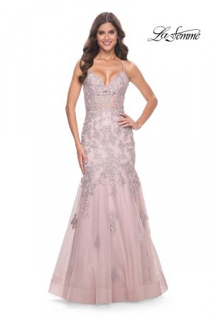 La Femme 32004 Lace Tulle Mermaid Prom Dress