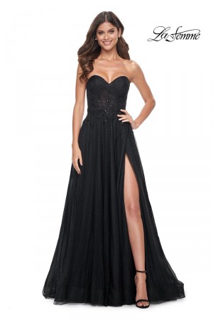 La Femme 32005 Strapless Lace Tulle Prom Dress