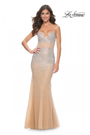 La Femme 32007 Open Back Hot Stone Prom Dress