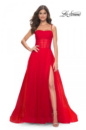 La Femme 32017 Sheer Corset A-Line Prom Dress