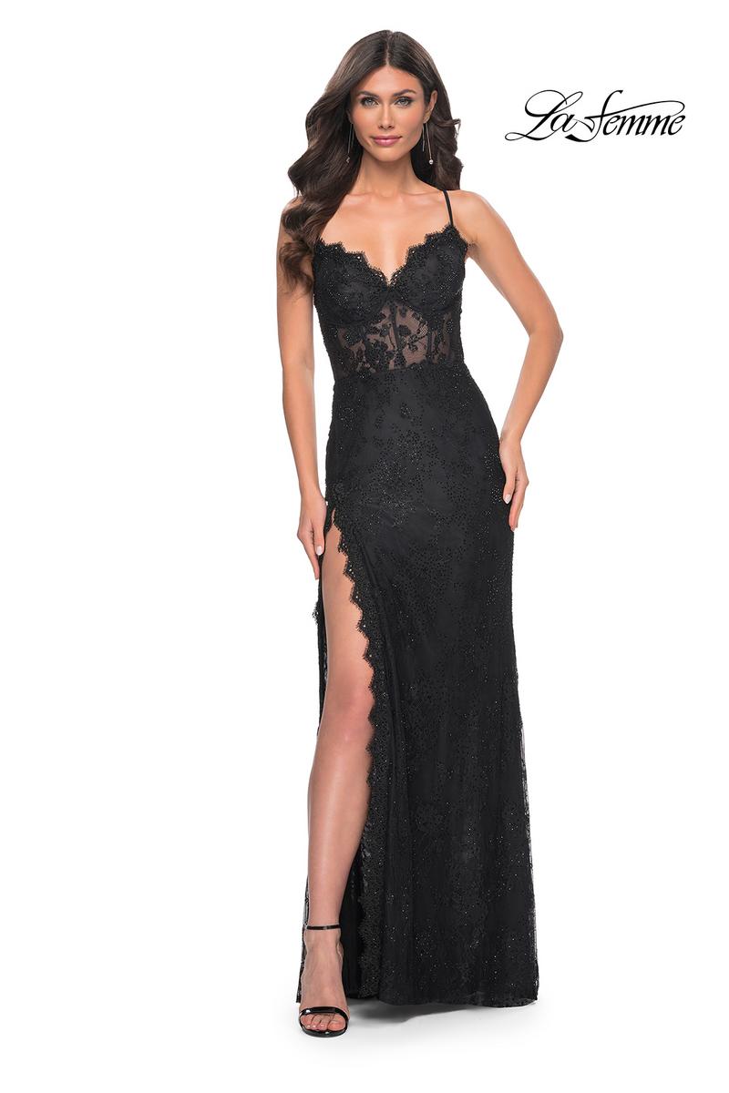 Scalloped lace prom dress sale