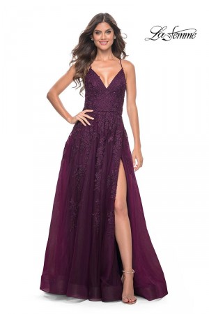 La Femme 32303 Lace on Tulle Prom Dress