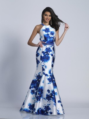Size 6 Dave and Johnny 3268 Floral Print Mermaid Dress